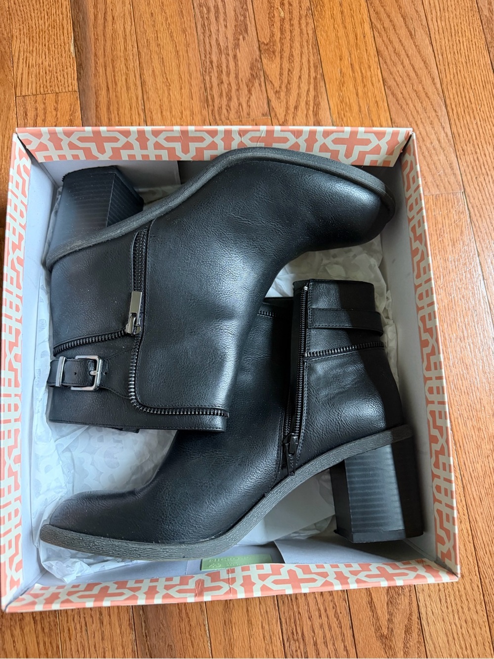 Gianni Bini Black Leather Buckle Ankle Booties